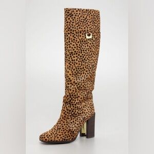 Dianevon Furstenberg Cheetah Print Pony Hair Knee-High Boots 8.5
